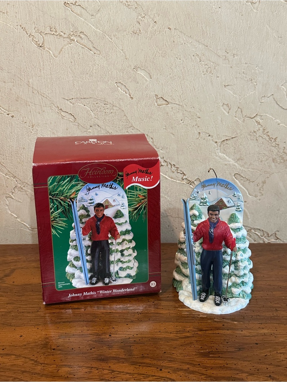 Vintage Johnny Mathis Musical “Winter Wonderland” Christmas Ornament & Box WORKS